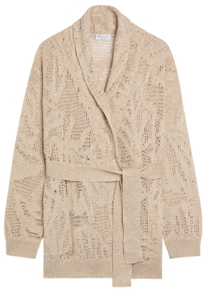 Brunello Cucinelli Embellished Linen-blend Cardigan - Beige - S (UK8-10 / S)