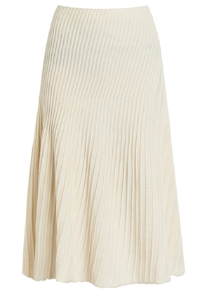 Alaïa Twisted Asymmetric Wool and Cashmere-blend Midi Skirt - White - 40 (UK12 / M)