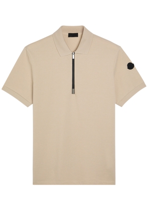 Moncler Half-zip Piqué Cotton Shirt - Beige - Xxl