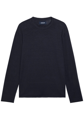 Labo.art Long Sleeve Linen-blend T-shirt - Navy - 5 (L)