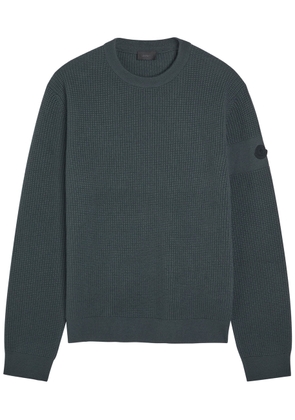 Moncler Logo Waffle-knit Wool Jumper - Dark Grey - XL
