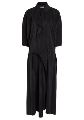 Lemaire Belted Brushed Silk-blend Midi Shirt Dress - Black - 42 (UK14 / L)