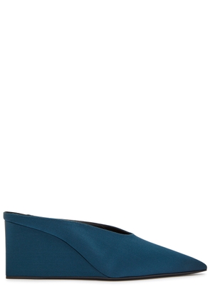 Alaïa 75 Satin Wedge Mules - Dark Blue - 39 (IT39 / UK6)