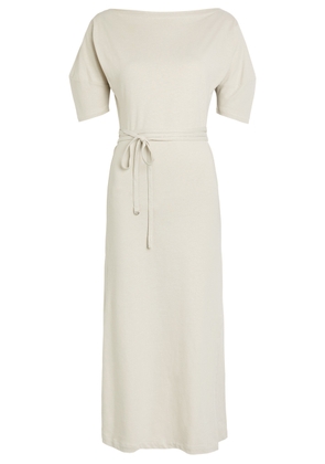 Lemaire Belted Off-the-shoulder Cotton-blend Midi Dress - Off White - L (UK14 / L)