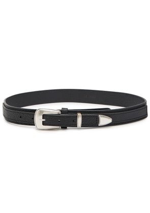 Lemaire Minimal Western Grained Leather Belt - Black - 90 (UK 14 / XL)