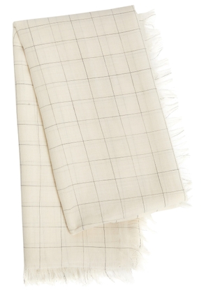 Toteme Checked Wool Scarf - White - One Size