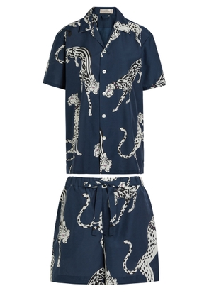 Olivia Von Halle Emeli Printed Cotton-blend Pyjama set - Blue - S (UK8-10 / S)