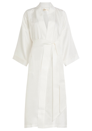 Olivia Von Halle Sabine Silk Robe - Ivory - One Size