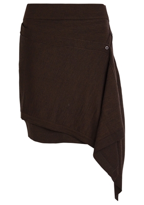 Lemaire Buttoned-panel Fine-knit Mini Skirt - Dark Brown - S (UK8-10 / S)