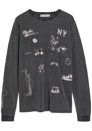 Duke And Dexter Sketch Printed Long Sleeve Cotton T-shirt - Grey - M