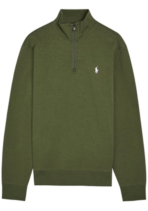 Polo Ralph Lauren Logo-embroidered Half-zip Cotton-blend Sweatshirt - Olive - L
