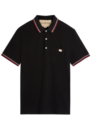 Valentino Garavani Striped Trims Cotton Polo Shirt - Black - S