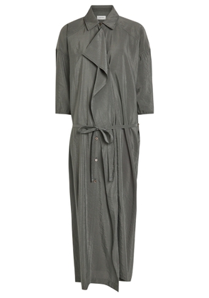 Lemaire Belted Brushed Silk-blend Midi Shirt Dress - Grey - 38 (UK10 / S)