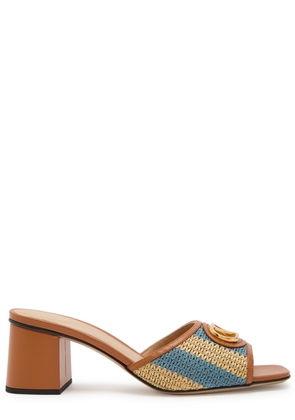 Valentino Garavani 60 Striped-raffia Leather Mules - Blue - 40 (IT40 / UK7)