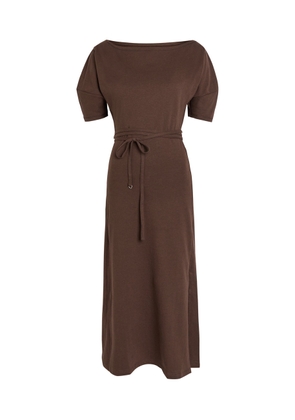 Lemaire Belted Off-the-shoulder Cotton-blend Midi Dress - Dark Brown - XS (UK6 / XS)