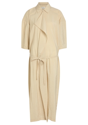 Lemaire Belted Brushed Silk-blend Midi Shirt Dress - Beige - 36 (UK8 / S)