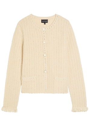 Emporio Armani Fringed Cotton-blend Crochet Cardigan - Cream - 42 (UK10 / S)