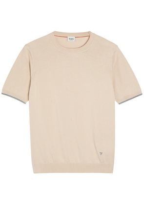 Tods Striped Detail Knit Cotton T-shirt - Off White - L