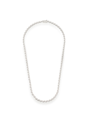 Cernucci Mixed Square Stone Tennis Chain Necklace - Silver - 18 (S)