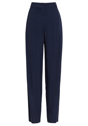 Emporio Armani Tapered-leg Crepe Trousers - Navy - 46 (UK14 / L)