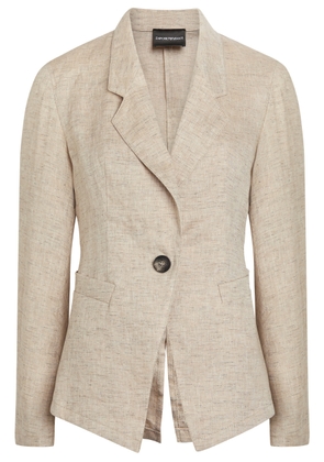 Emporio Armani Fitted Linen-blend Blazer - Beige - 40 (UK8 / S)