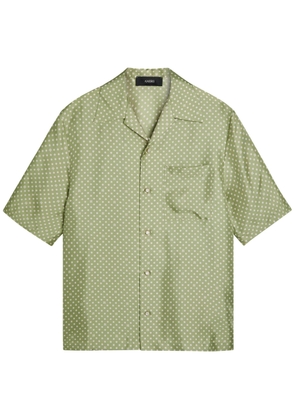 Amiri Polka Dot Pearl Button Silk Shirt - Green - L