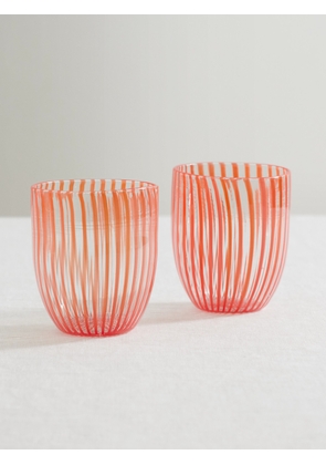 AQUAZZURA CASA - Capri Set Of Two Striped Glass Tumblers - Red - One size