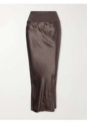 Rick Owens - Ribbed Jersey And Recycled-satin Midi Skirt - Brown - IT38,IT40,IT42,IT44,IT46,IT48