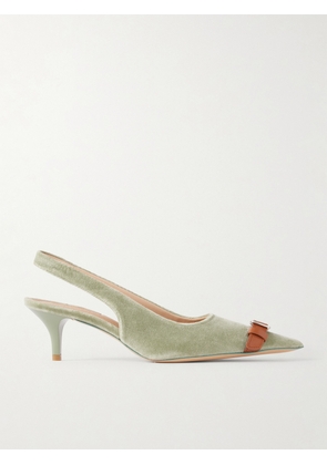 JW Anderson - Buckle-embellished Leather-trimmed Velvet Slingback Pumps - Green - IT35,IT36,IT37,IT38,IT39,IT40,IT41