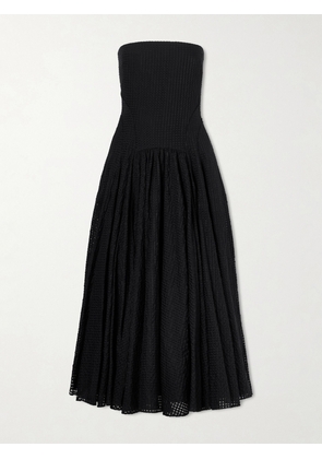 Another Tomorrow - Strapless Woven Midi Dress - Black - IT40,IT42,IT36,IT38,IT44