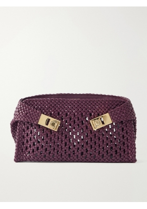 Ferragamo - Hug Small Woven Leather Clutch - Purple - One size