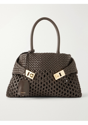 Ferragamo - Hug Small Woven Leather Tote - Brown - One size