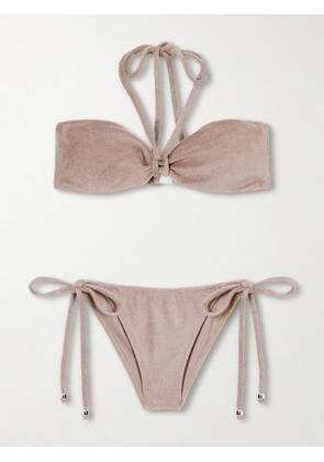 Lisa Marie Fernandez - Cotton-blend Terry Bandeau Bikini - Brown - 1,2,3,4