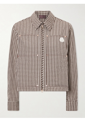 Moncler - Cropped Appliquéd Gingham Cotton-blend Shirt - Brown - IT36,IT38,IT40,IT42,IT44,IT46