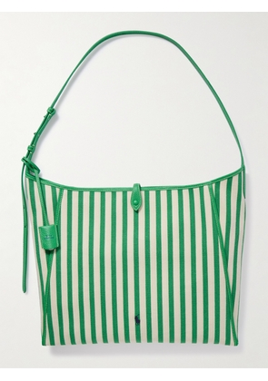 Polo Ralph Lauren - Embroidered Striped Leather-trimmed Canvas Shoulder Bag - Green - One size