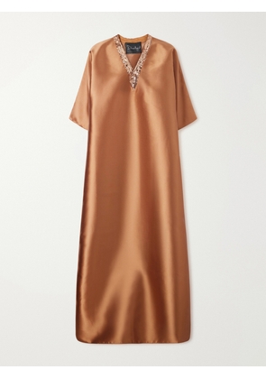 Dima Ayad - Sequin-detailed Mikado Kaftan - Brown - XS/S,M/L,XL/XXL