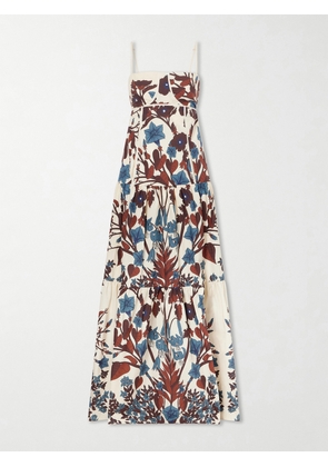 Johanna Ortiz - Simbólico Open-back Tiered Floral-print Cotton-poplin Maxi Dress - Multi - US0,US2,US4,US6,US8,US10