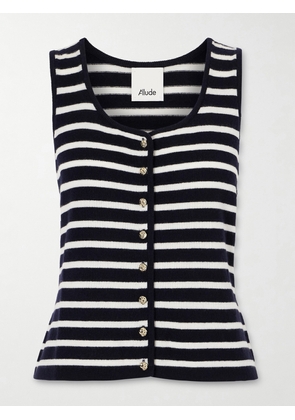 Allude - Striped Cashmere Vest - Black - xx small,x small,small,medium,large,x large