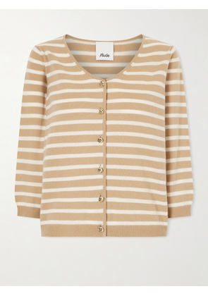 Allude - Striped Cashmere Cardigan - Neutrals - xx small,x small,small,medium,large,x large,xx large