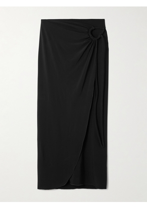 Max Mara - Gathered Jersey Wrap-effect Maxi Skirt - Black - x small,small,medium,large,x large