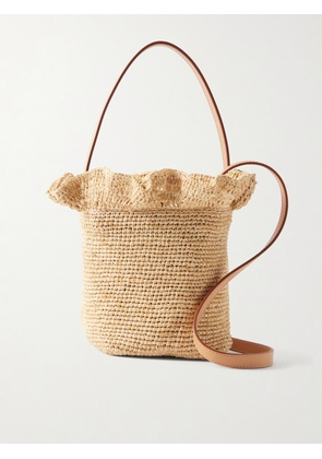 Loeffler Randall - Laith Leather-trimmed Ruffled Raffia Bucket Bag - Neutrals - One size