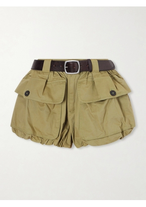 Sea - Andrea Belted Cotton-twill Shorts - Green - US0,US2,US4,US6,US8,US10