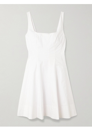 STAUD - Wells Pleated Cotton-blend Poplin Mini Dress - White - US00,US0,US2,US4,US6,US8,US10,US12,US14,US16