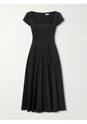 STAUD - Wells Paneled Cotton-blend Poplin Midi Dress - Black - US00,US0,US2,US4,US6,US8,US10,US12,US14,US16