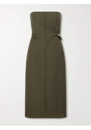SIR. - Sorel Strapless Cotton-blend Midi Dress - Green - 00,0,1,2,3,4