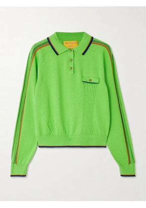 Guest In Residence - Relay Striped Cotton And Cashmere-blend Polo Shirt - Green - x small,small,medium,large,x large