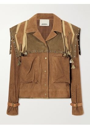 Isabel Marant - Embellished Perforated Suede Jacket - Metallic - FR 34,FR 36,FR 38,FR 40,FR 42