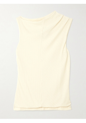 RÙADH - Toga Draped Ribbed Organic Cotton And Modal-blend Top - Cream - x small,small,medium,large,x large