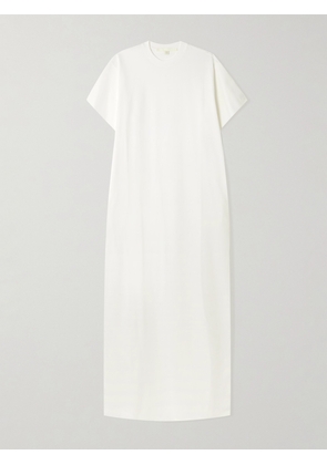 RÙADH - Braun Embroidered Organic Cotton-jersey Maxi Dress - White - One size