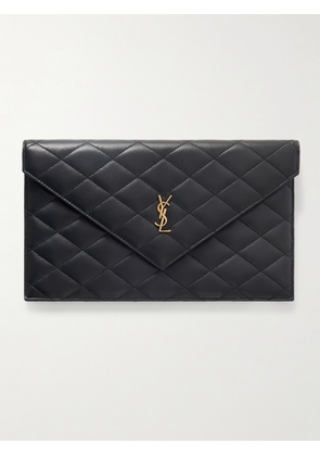 SAINT LAURENT - Matelassé Leather Clutch - Black - One size